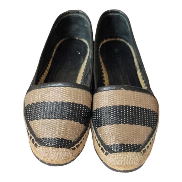 Burberry Hodgeson Women's Straw Stripped Espadrilles Slip On Flats with COA - Picture 2 of 10